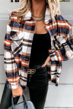 Casual Plaid Buckle Turndown Collar Outerwear
