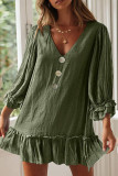 Fashion Simplicity Solid Patchwork V Neck A Line Dresses