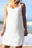 Casual Solid Patchwork O Neck Straight Dresses