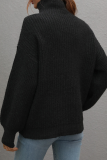 Casual Solid Patchwork Turtleneck Tops