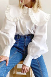 Fashion Celebrities Solid Patchwork Peter Pan Collar Tops