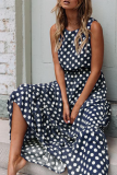Fashion Street Polka Dot Patchwork O Neck A Line Dresses