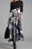 Street Print Patchwork Printing V Neck A Line Dresses