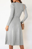 Fashion Casual Solid Patchwork O Neck A Line Dresses