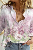 Fashion Casual Print Basic Turndown Collar Tops