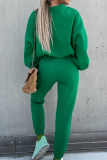 Fashion Casual Solid Patchwork Frenulum O Neck Long Sleeve Two Pieces