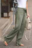 Casual Solid Patchwork Basic Loose Straight Solid Color Bottoms