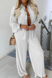 Fashion Casual Solid Patchwork Buckle Turndown Collar Long Sleeve Two Pieces