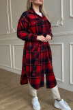 Sweet Elegant Plaid Striped Printing Shirt Collar Outerwear