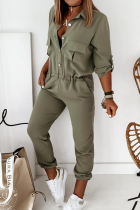 Casual Solid Patchwork Turndown Collar Harlan Jumpsuits