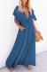 Casual Solid Patchwork V Neck Cake Skirt Dresses