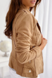 Fashion Casual Solid Buttons Zipper Turndown Collar Outerwear