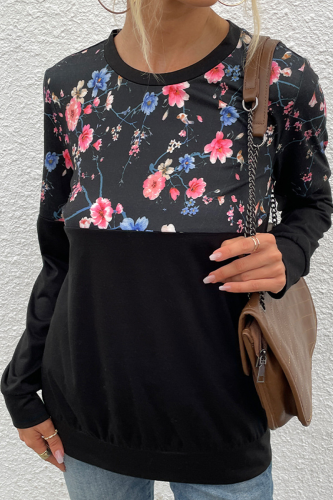 Casual Floral Patchwork Tops