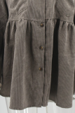 Fashion Casual Solid Buckle Fold Turndown Collar Outerwear
