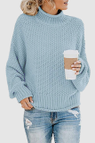 Casual Solid Patchwork Turtleneck Tops