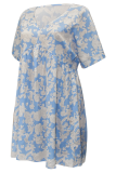 Fashion Print Patchwork Cake Skirt Dresses