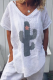 Fashion Print Patchwork V Neck T-Shirts