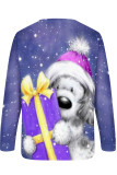 Print Printing O Neck Tops