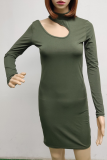 Fashion Elegant Solid Hollowed Out Patchwork Half A Turtleneck Pencil Skirt Dresses