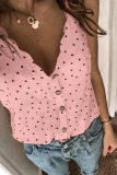 Casual Dot Patchwork V Neck Tops