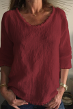 Casual Solid Patchwork U Neck Tops