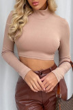 Fashion Casual Solid Patchwork Turtleneck T-Shirts