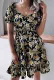 Fashion Casual Print Patchwork Square Collar A Line Dresses