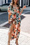 Casual Print Patchwork V Neck Straight Dresses