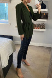 Fashion Work Solid Pocket Turn-back Collar Outerwear