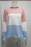 Fashion Casual Patchwork Contrast O Neck Tops