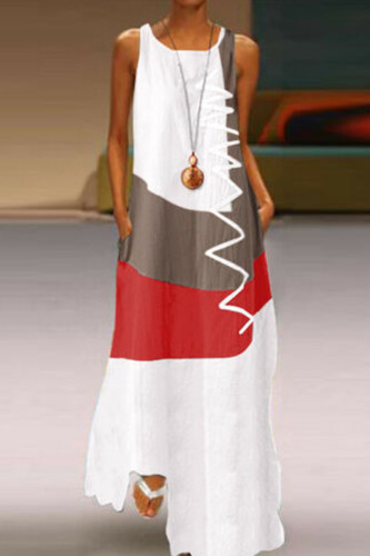 Fashion Casual Print Basic O Neck Long Dress