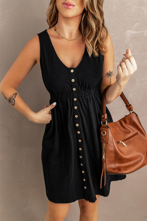 Casual Solid Patchwork U Neck Cake Skirt Dresses