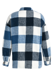 Casual Plaid Patchwork Turndown Collar Tops