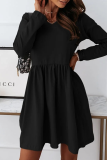 Casual Solid Patchwork V Neck A Line Dresses