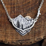 Wisherryy Sunrise Landscape Inspired Carving Necklace