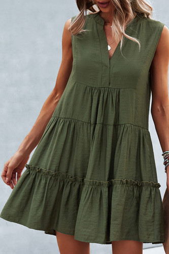 Fashion Casual Solid Patchwork V Neck Princess Dresses