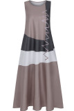 Fashion Casual Print Basic O Neck Long Dress