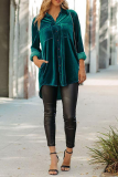 Casual Solid Patchwork Turndown Collar Tops