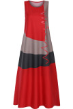 Fashion Casual Print Basic O Neck Long Dress