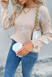 Casual The stars Patchwork O Neck Tops
