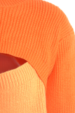 Elegant Patchwork Hollowed Out Contrast O Neck Tops Sweater