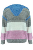 Casual Sweet Color Block Patchwork V Neck Tops