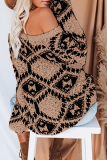 Casual Geometric Patchwork Contrast V Neck Tops