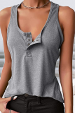 Casual Solid Patchwork U Neck Tops