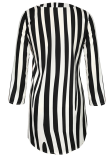 Fashion Print Patchwork Turndown Collar Straight Dresses