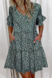 Fashion Casual Print Patchwork V Neck A Line Dresses