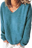 Fashion Solid Patchwork V Neck Tops