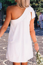 Casual Solid Patchwork One Shoulder Straight Dresses
