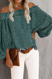 Elegant Print Patchwork Stringy Selvedge Off the Shoulder Tops