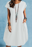 Casual Solid Patchwork O Neck Straight Dresses